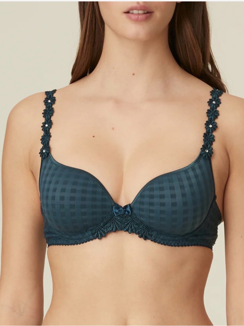 Avero Heart Shape Bra Empire Green Teal Floral-Trim T-Shirt Bra - Comfortable - Picture 3 of 16